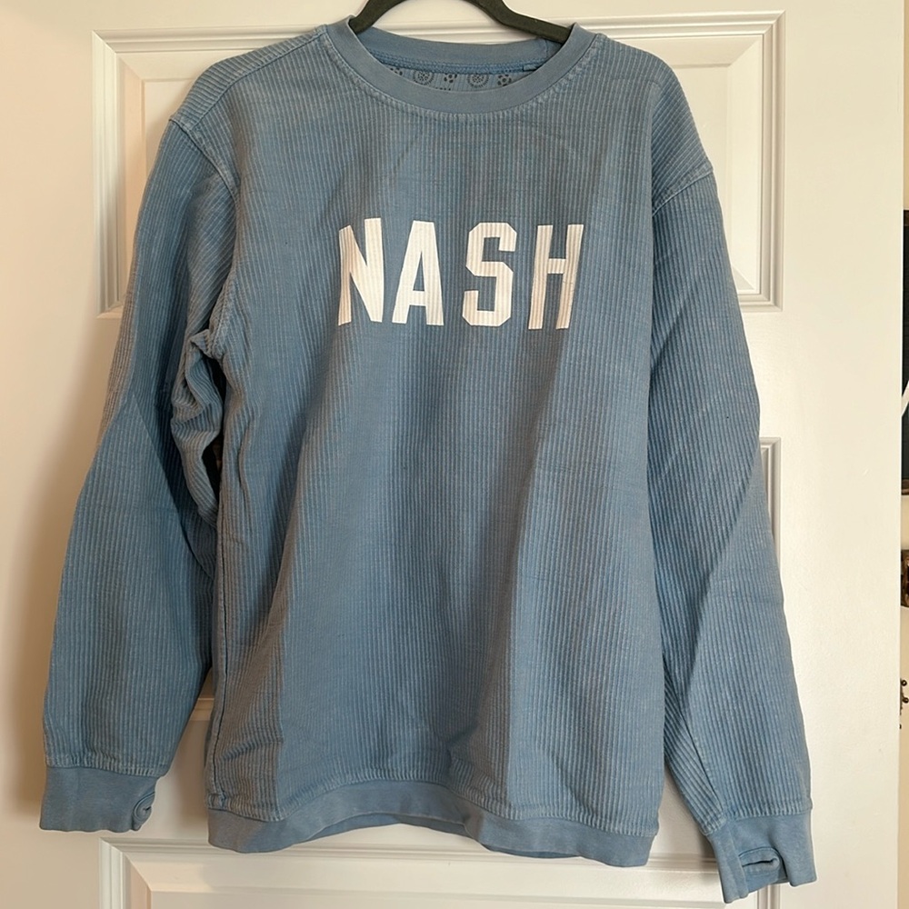 The Nash Collection- Blue Corded Sweater- Size Small